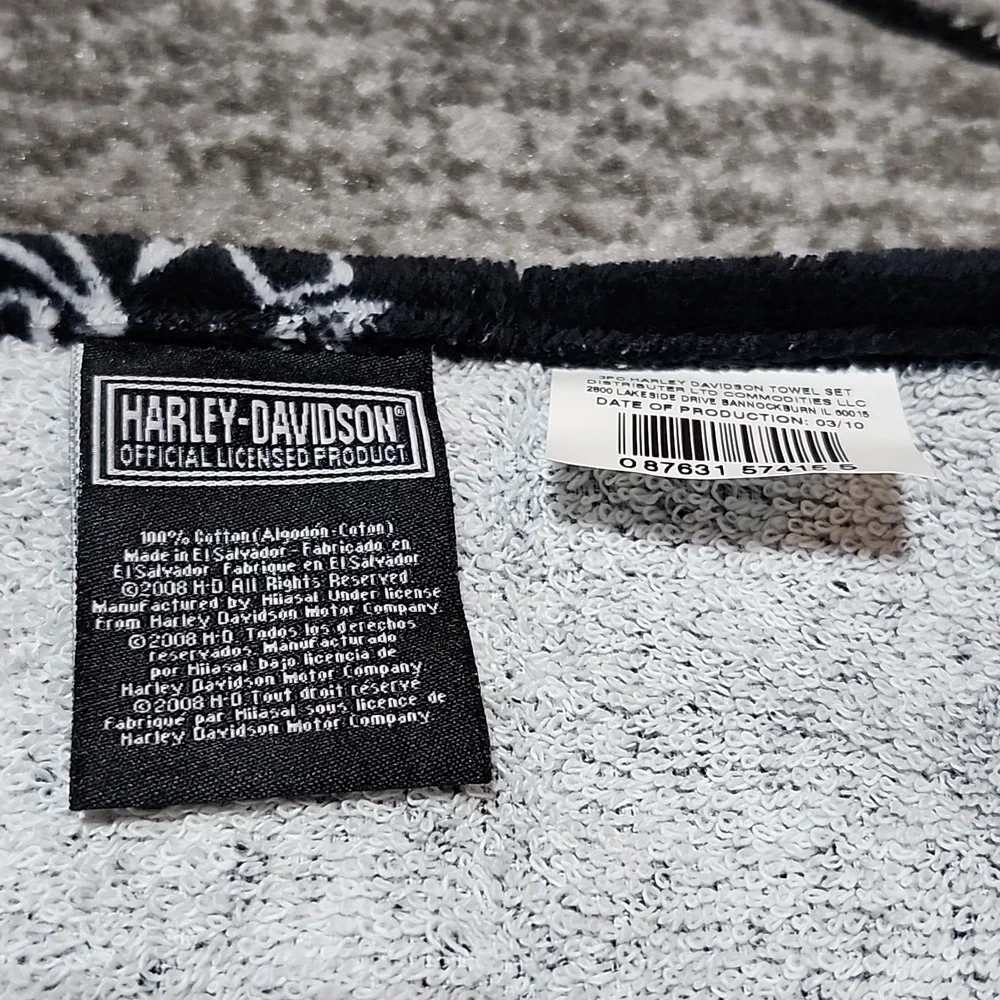 VINTAGE RARE HARLEY DAVIDSON WASHCLOTH HAND TOWEL TRIBAL BAR & SHIELD LO…